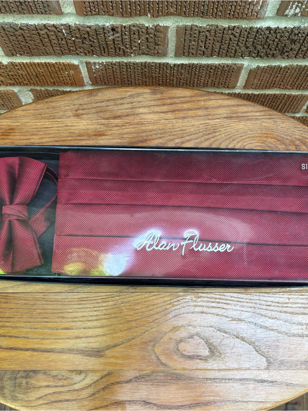 Alan Flusser 100% Silk Red BowTie And Matching Cummerbund Burgundy